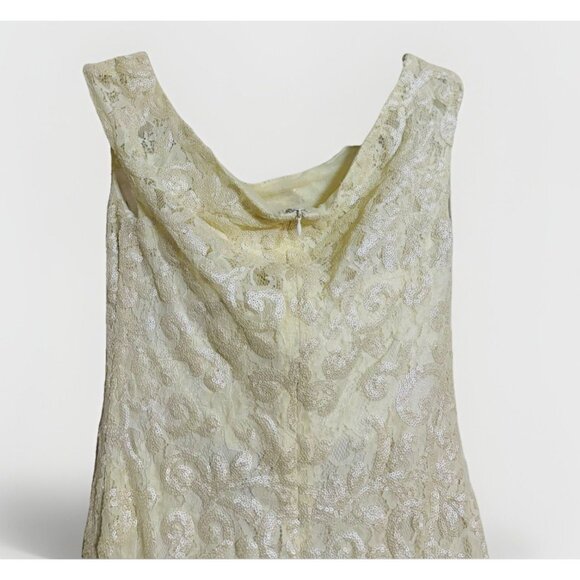 Lauren Ralph Lauren Metallic Ivory Sheath Dress Sz 10 AJ1002 Elegant Old Money - Picture 4 of 6